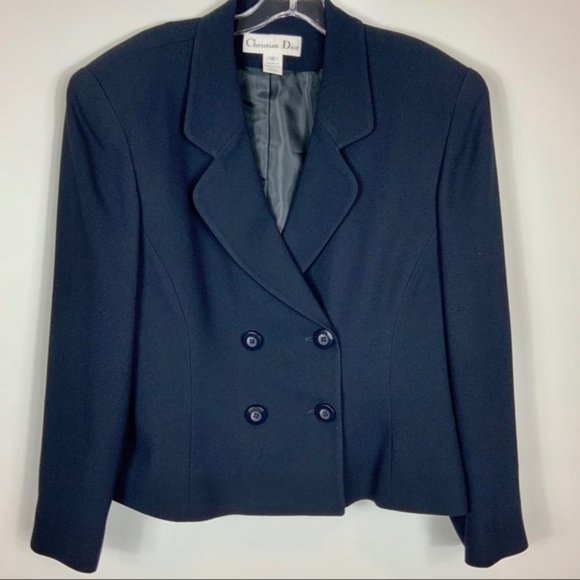 CHRISTIAN DIOR vintage navy blazer / jacket SZ 12 - Picture 2 of 8